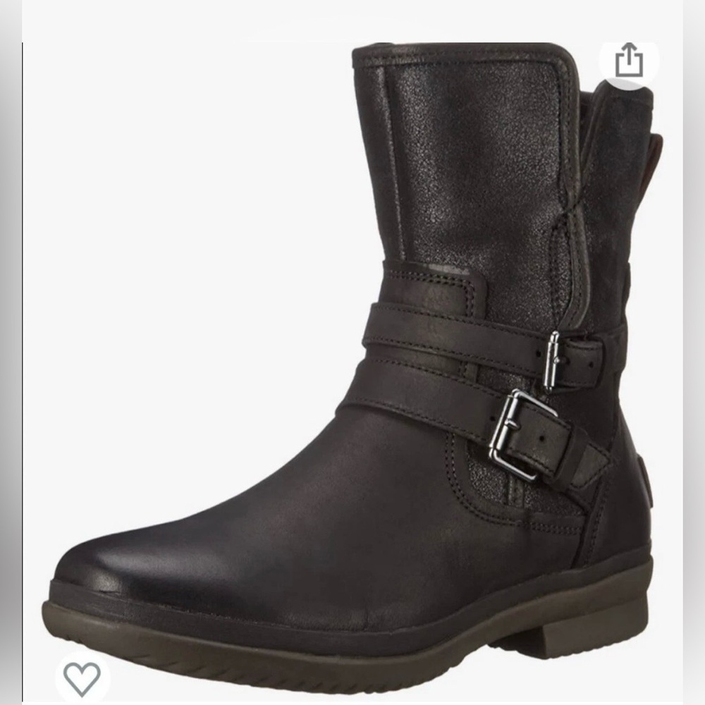 Ugg Boots Simmons Waterproof Rain Outdoor Black Leather Women 6-6.5 Comfort